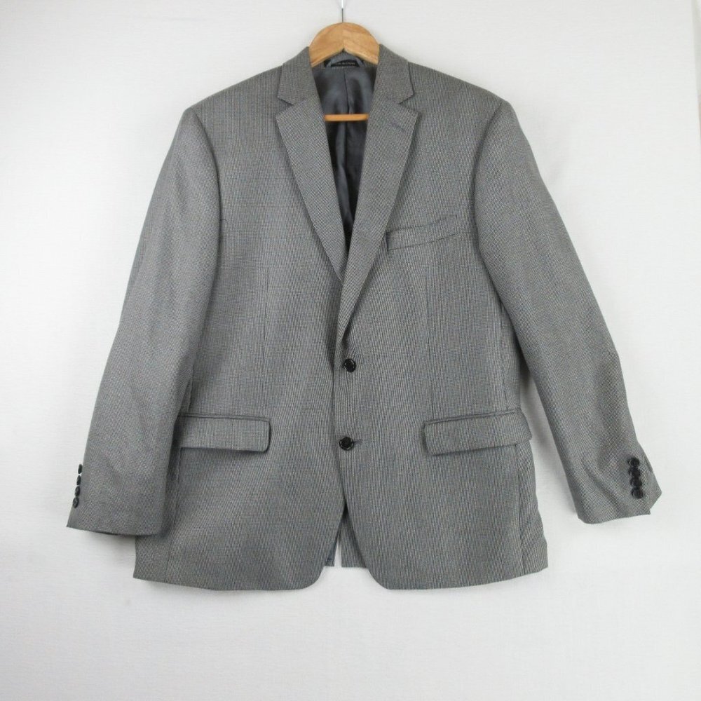 Lauren Ralph Lauren Gray Houndstooth Sport Jacket Size 44R Notched Lapel